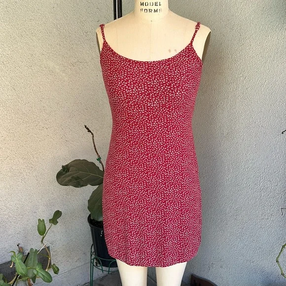 Brandy Melville | Dresses | Brandy Melville Red Ditsy Floral Mini Strappy  Dress | Poshmark